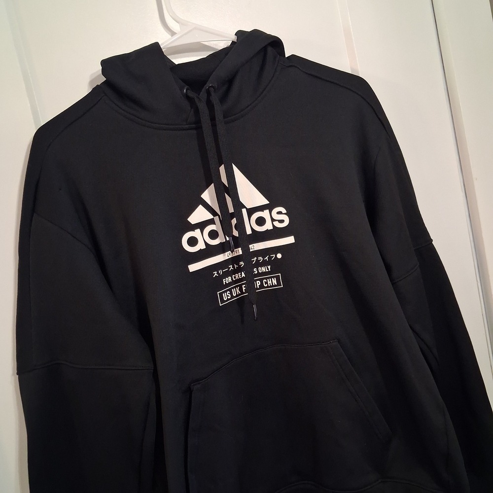 Adidas Hoodie Mens M Black Graphic For Creators Only Athleisure Streetwear